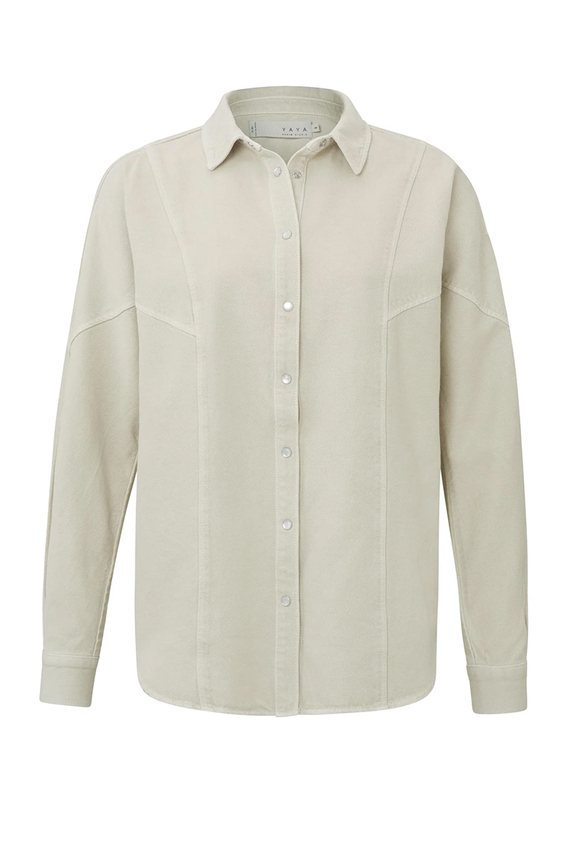 Yaya Button up blouse Bruin/Beige-2 1