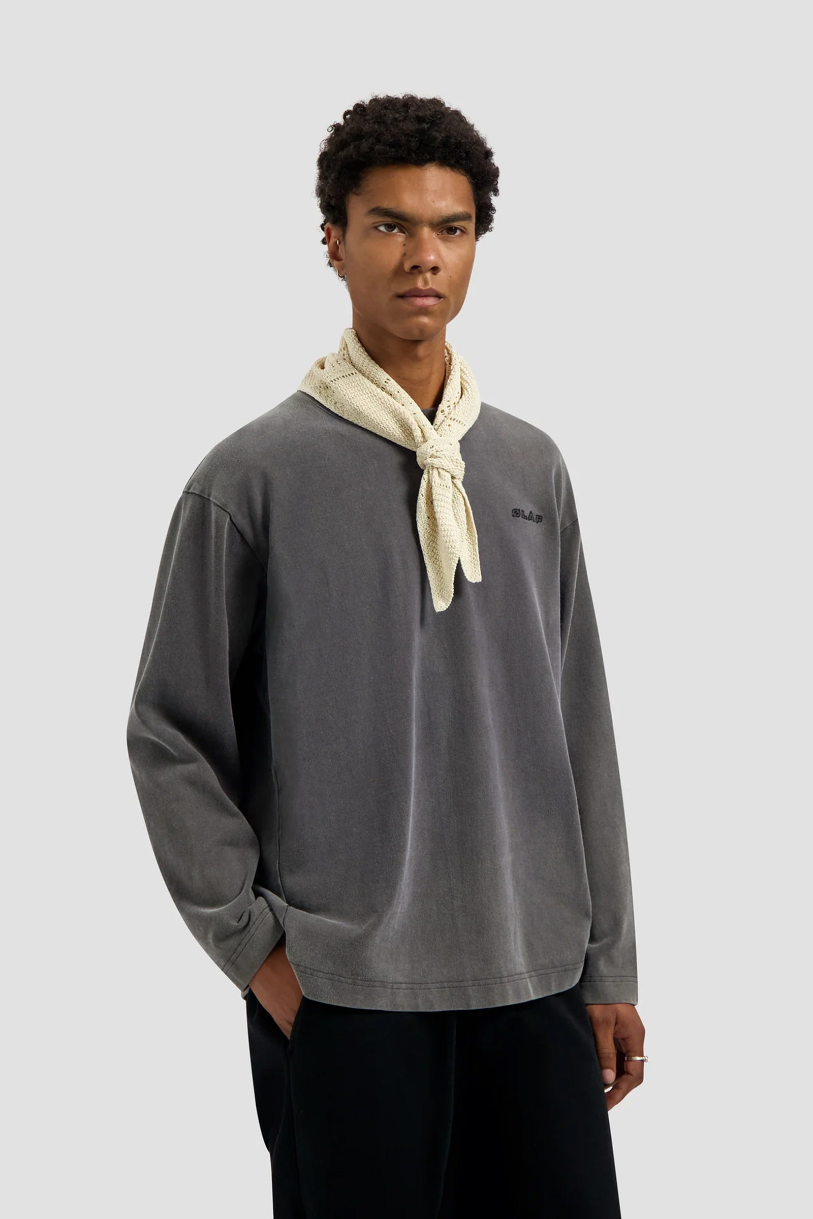 Heren t-shirt lange mouw grijs