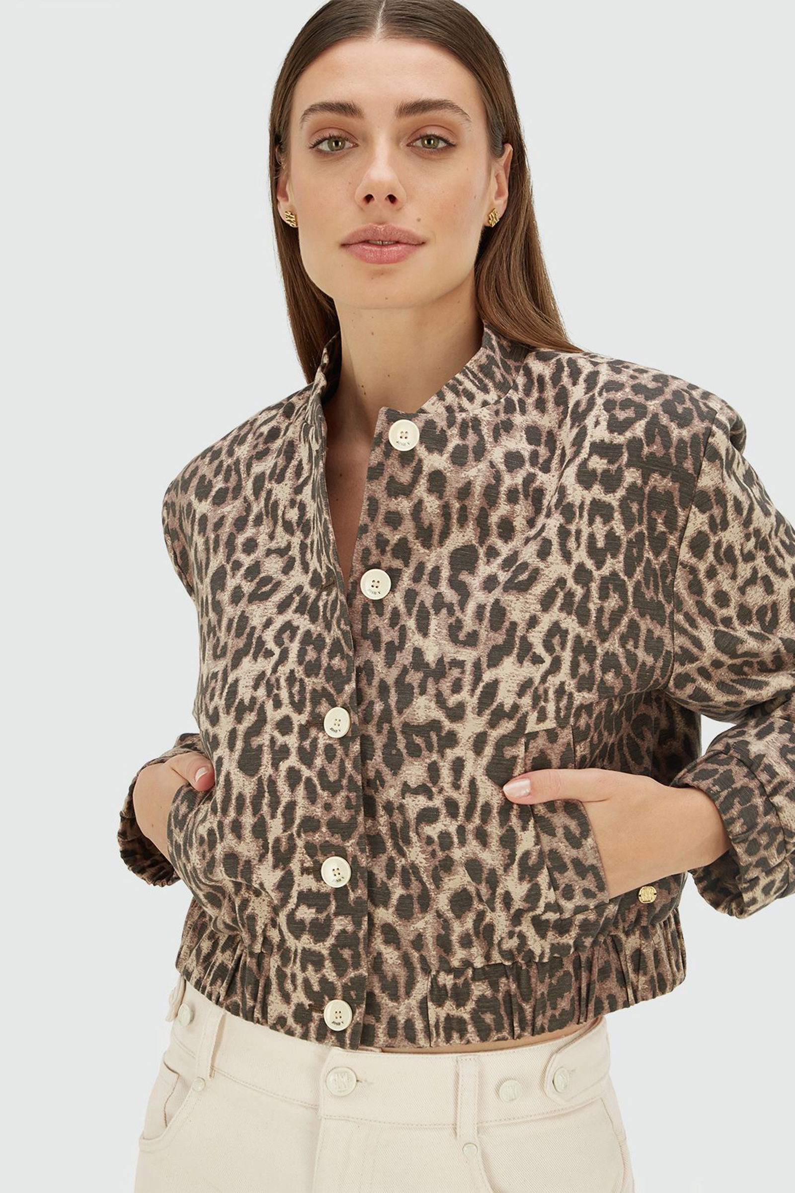 Dames blouse lange mouw bruin