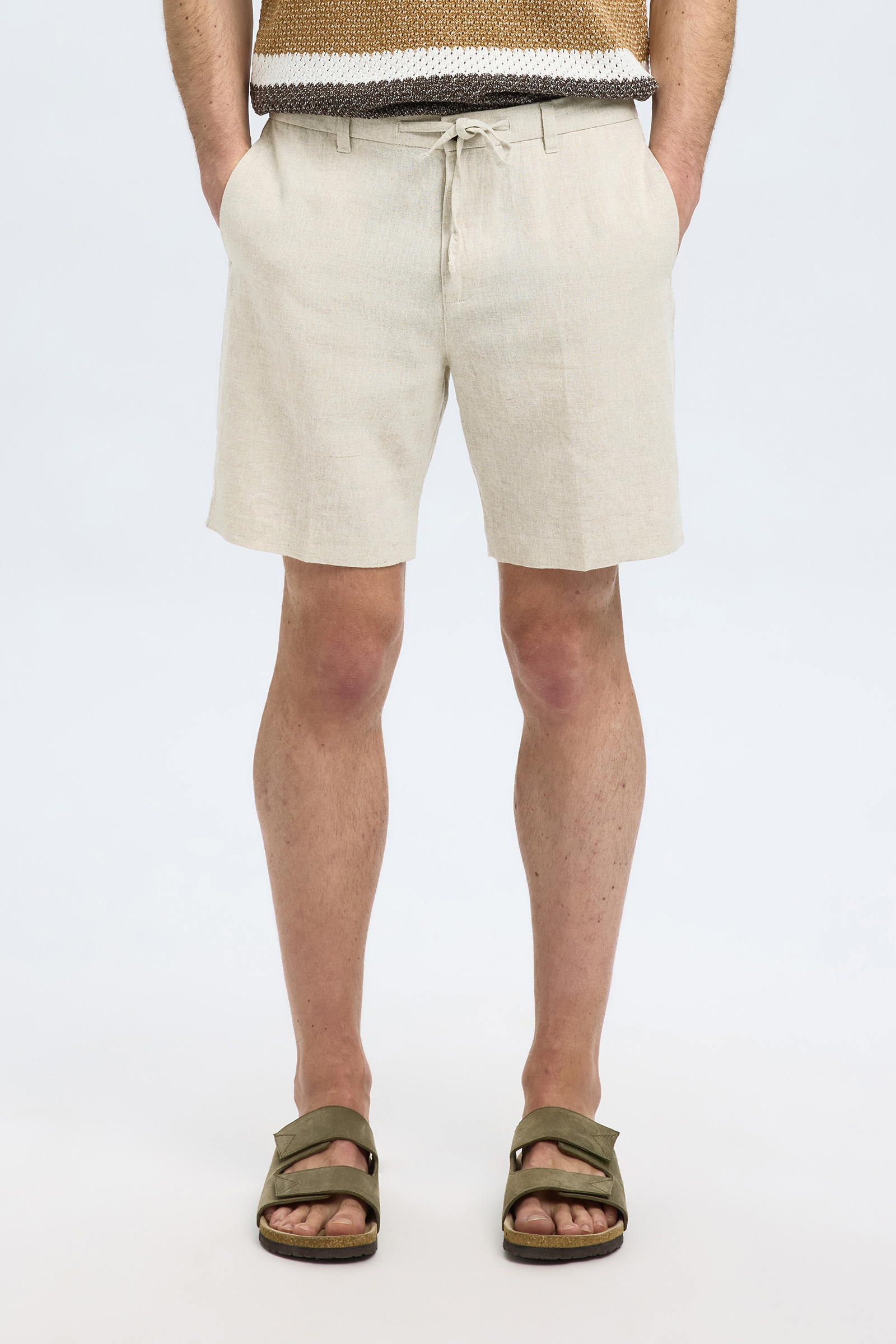 Heren short ecru