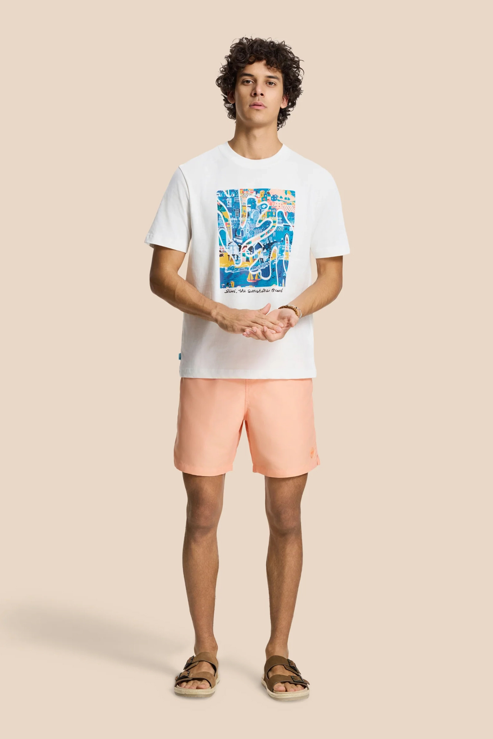 Casual heren t-shirt km wit