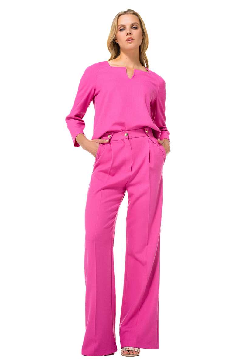 Dames blouse lange mouw rose