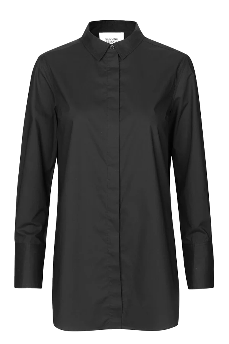 Dames blouse lange mouw zwart