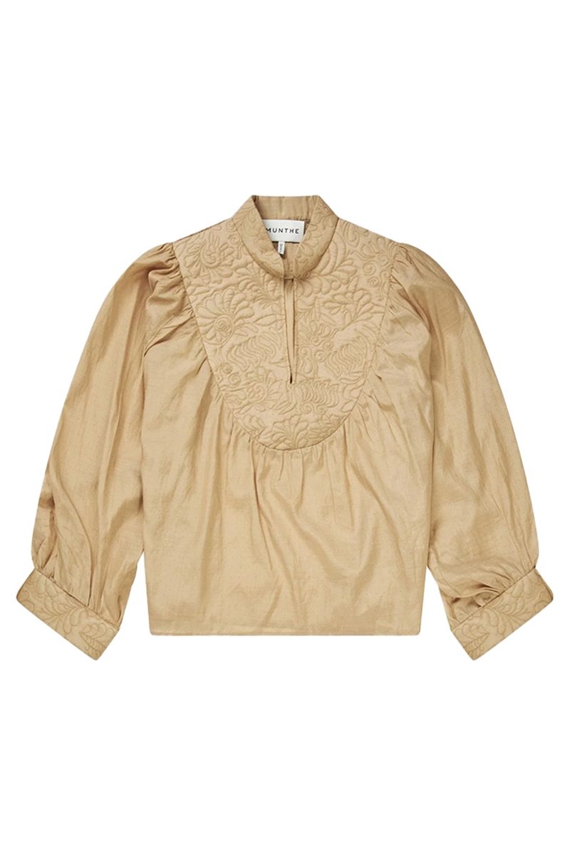 Dames blouse lange mouw bruin