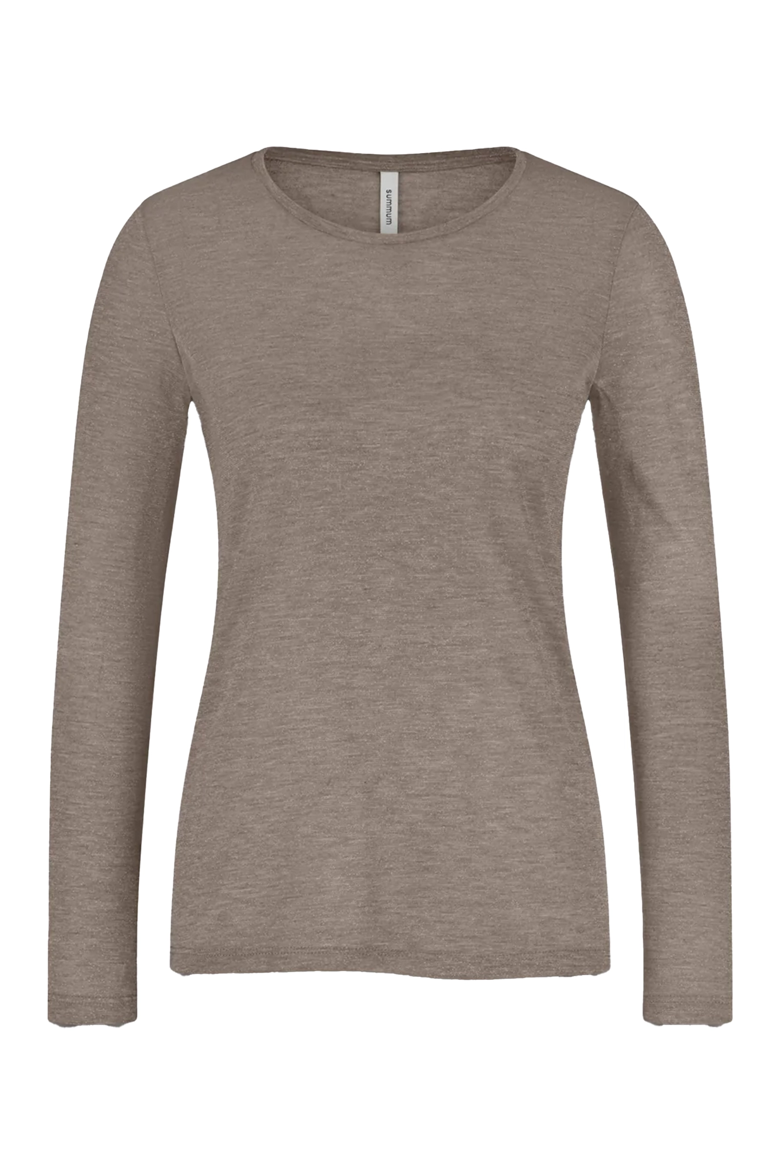 Dames t-shirt lange mouw bruin