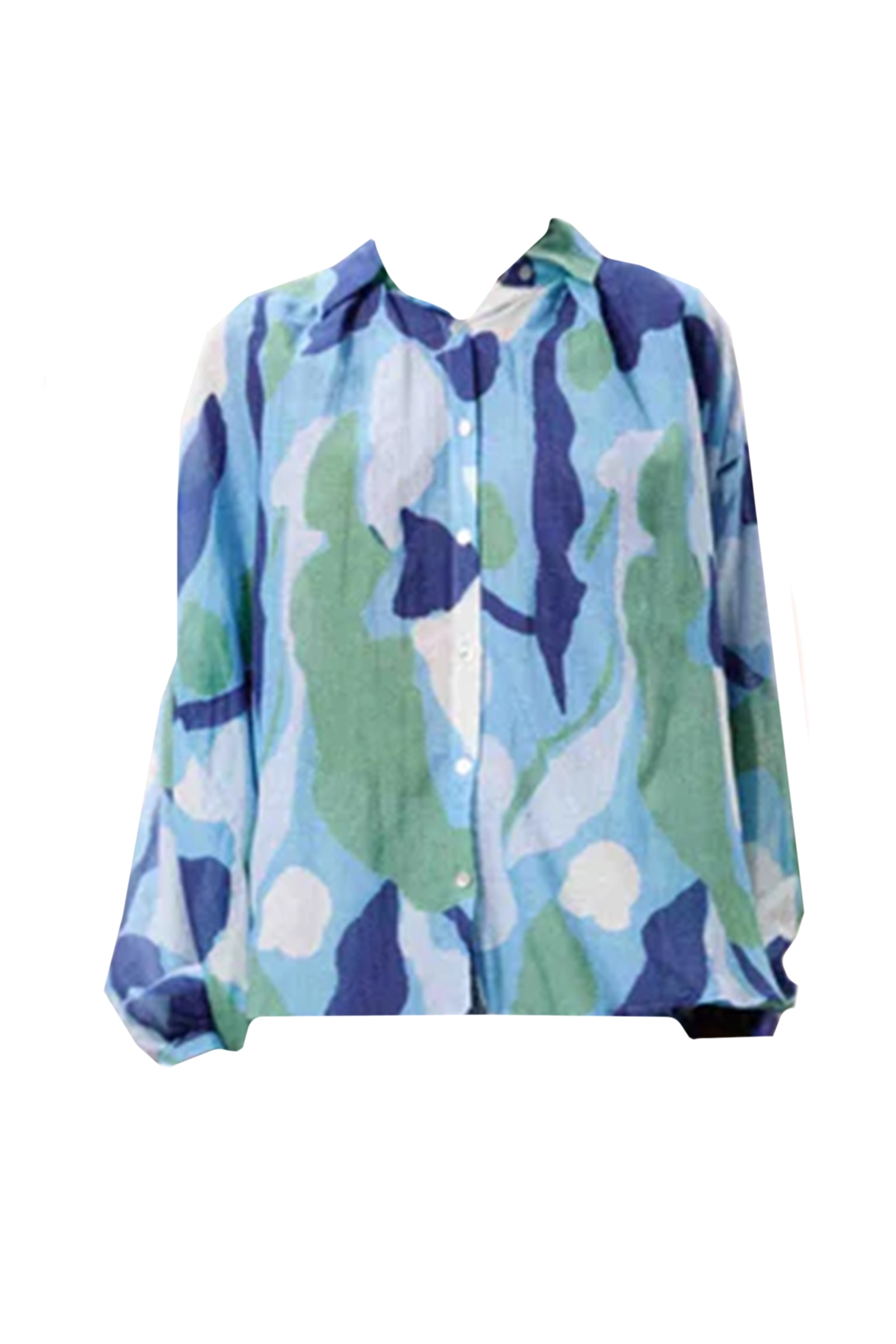 Dames blouse lange mouw blauw