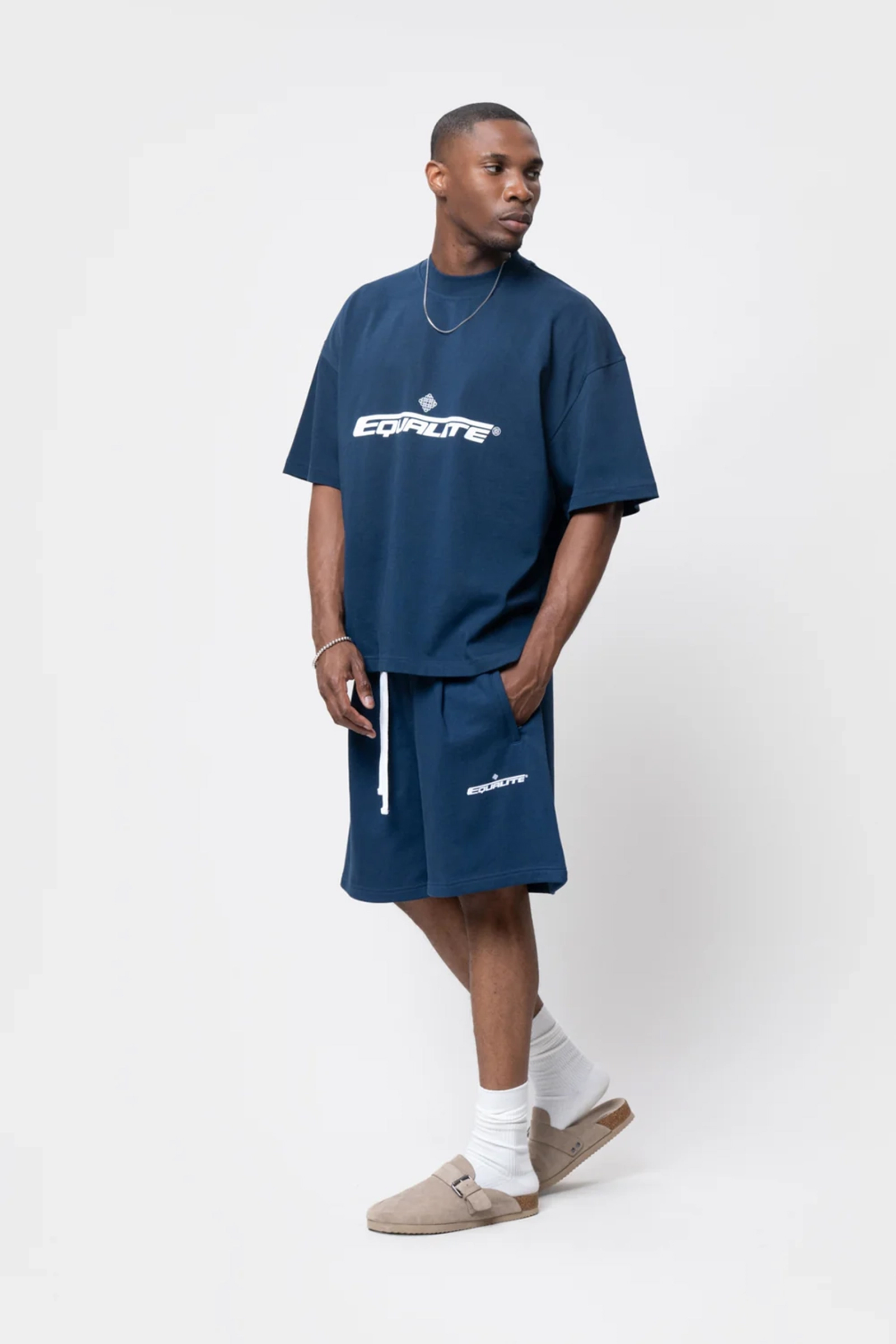 Heren short blauw