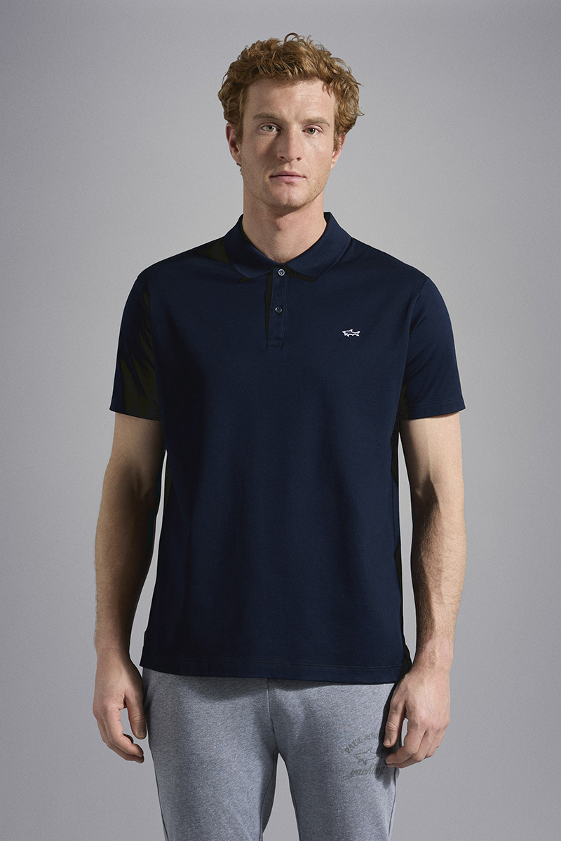 Heren polo korte mouw blauw