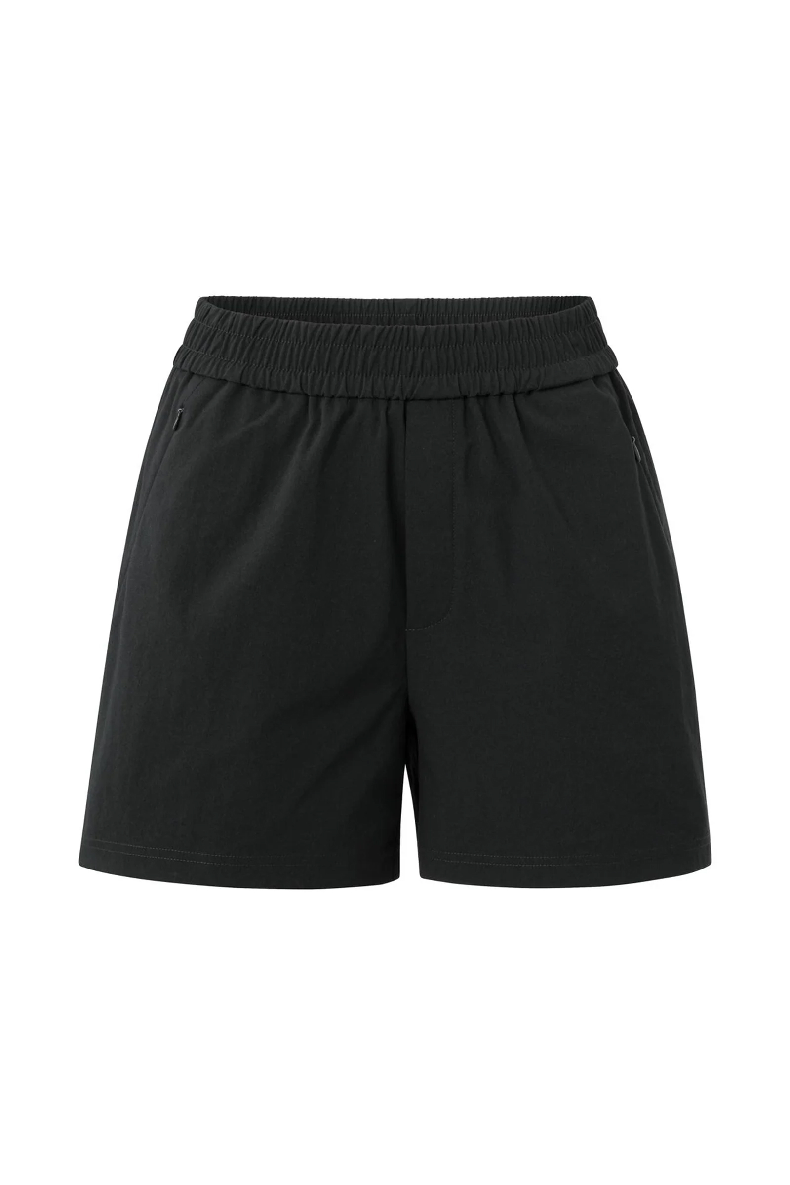 Yaya Woven short with elastic waist WASHED BLACK 1