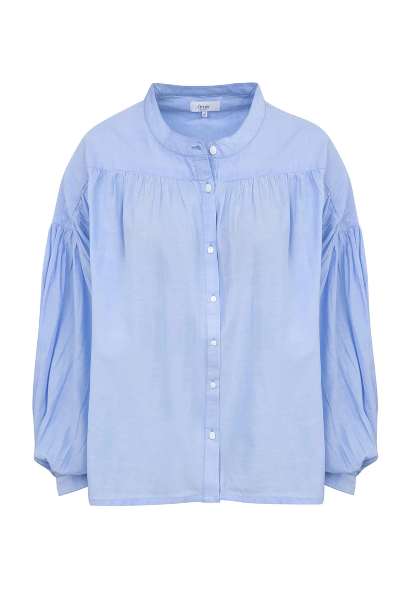 Dames blouse lange mouw blauw