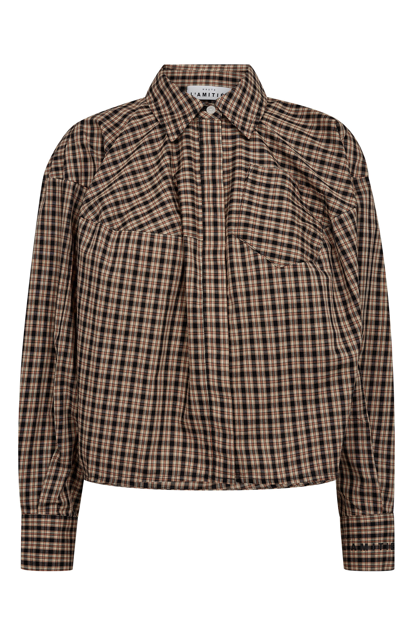 Dames blouse lange mouw bruin