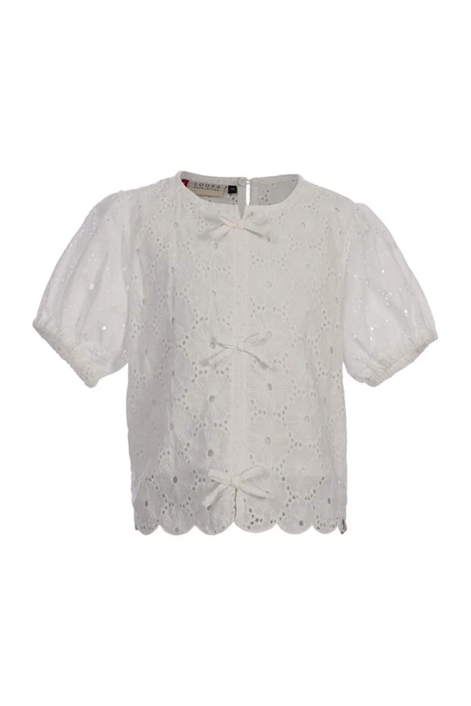 Meisjes blouse korte mouw wit