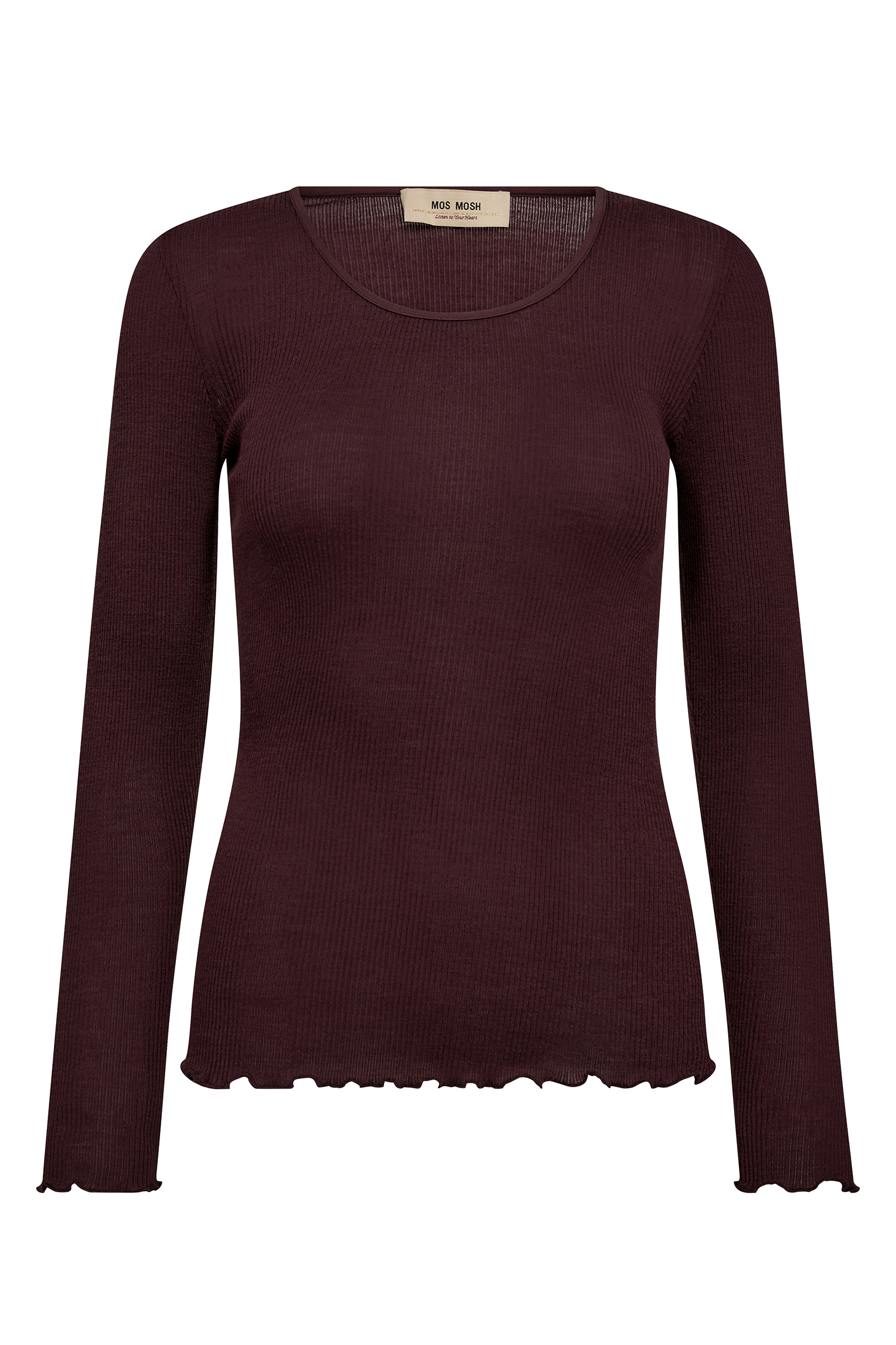 Dames t-shirt lange mouw bruin