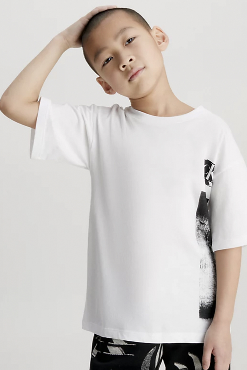 Calvin Klein glitched monogram tshirt Wit-1 2