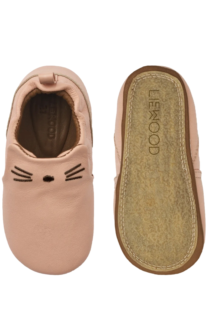Liewood eliot cat leather slippers Rose-1 2