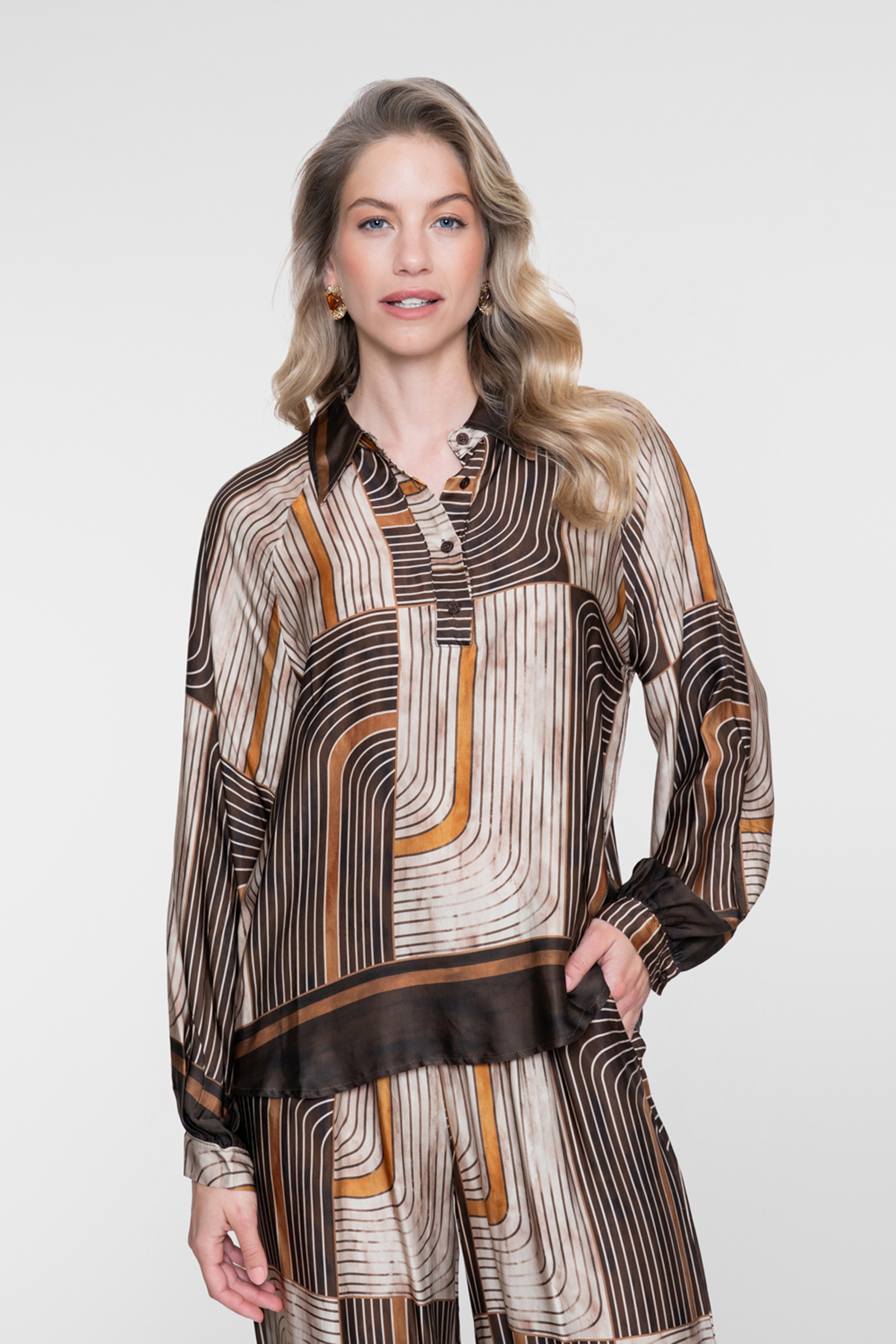 Dames blouse lange mouw paars