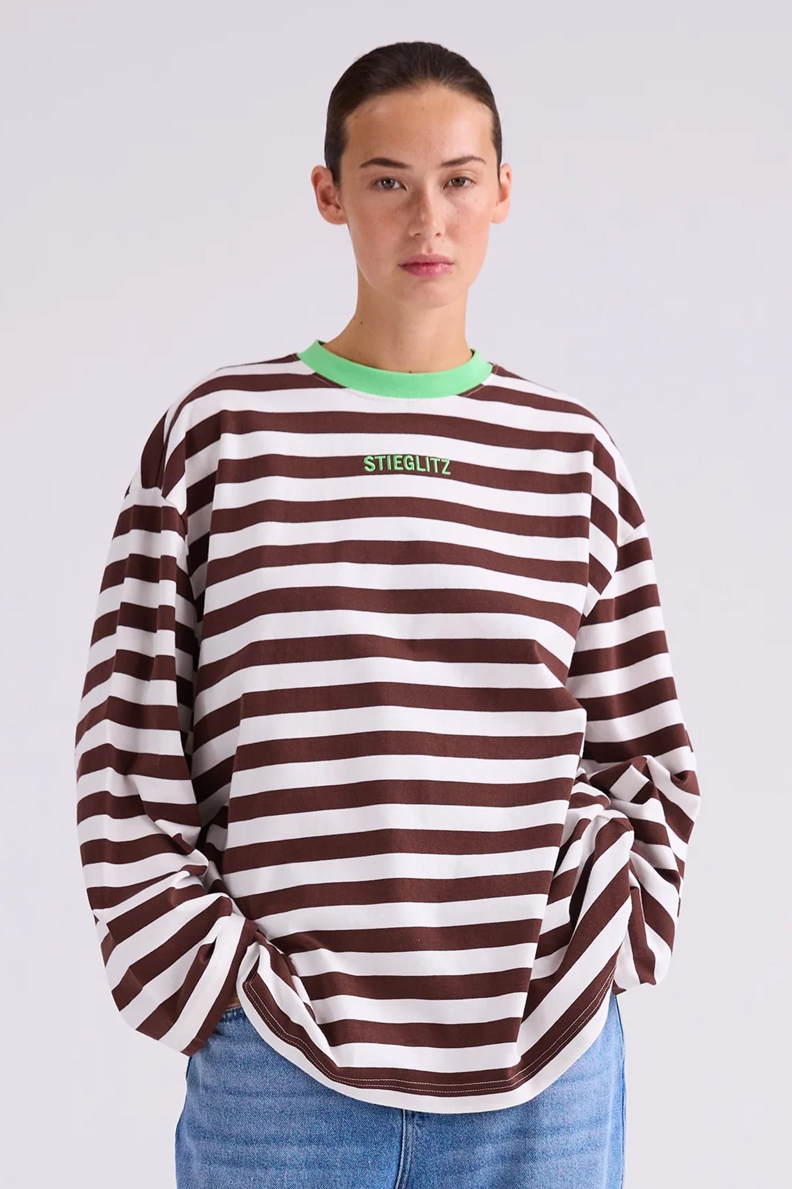 Dames t-shirt lange mouw bruin