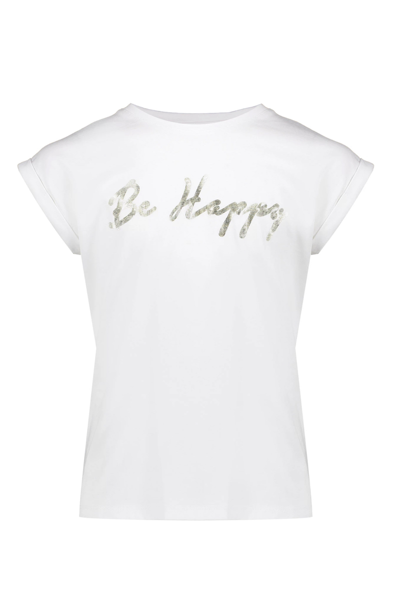 Geisha T-shirt "be happy" glitter Grijs-1 1