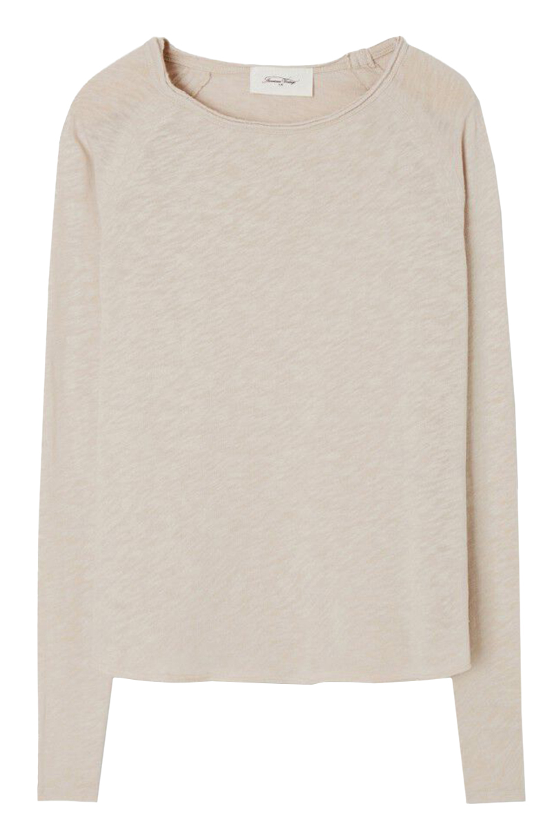 Dames t-shirt lange mouw ecru