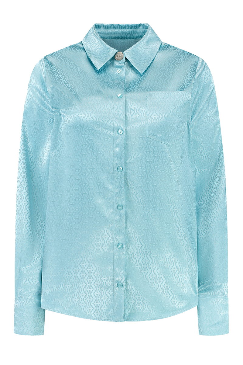 Dames blouse lange mouw blauw