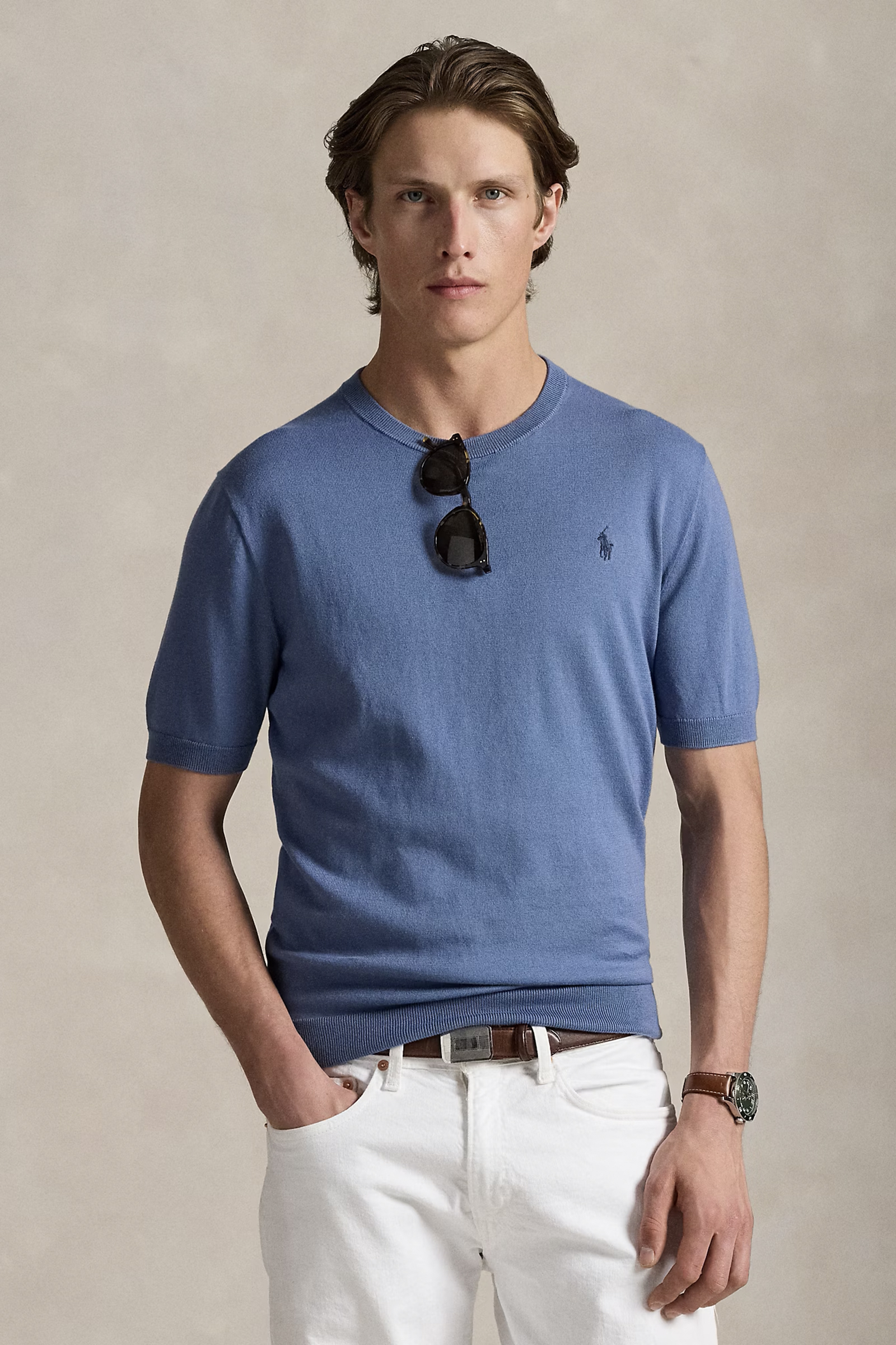 Heren t-shirt kortemouw blauw