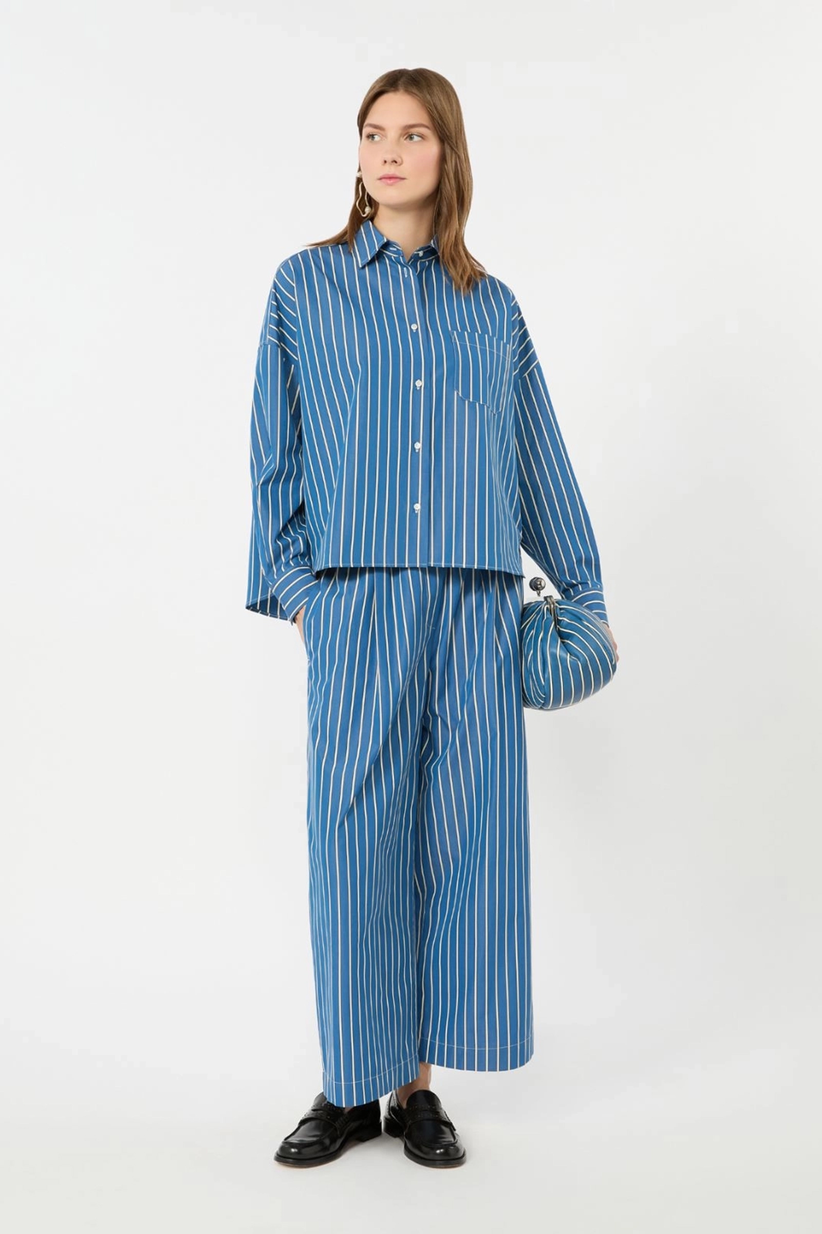 Dames blouse lange mouw blauw