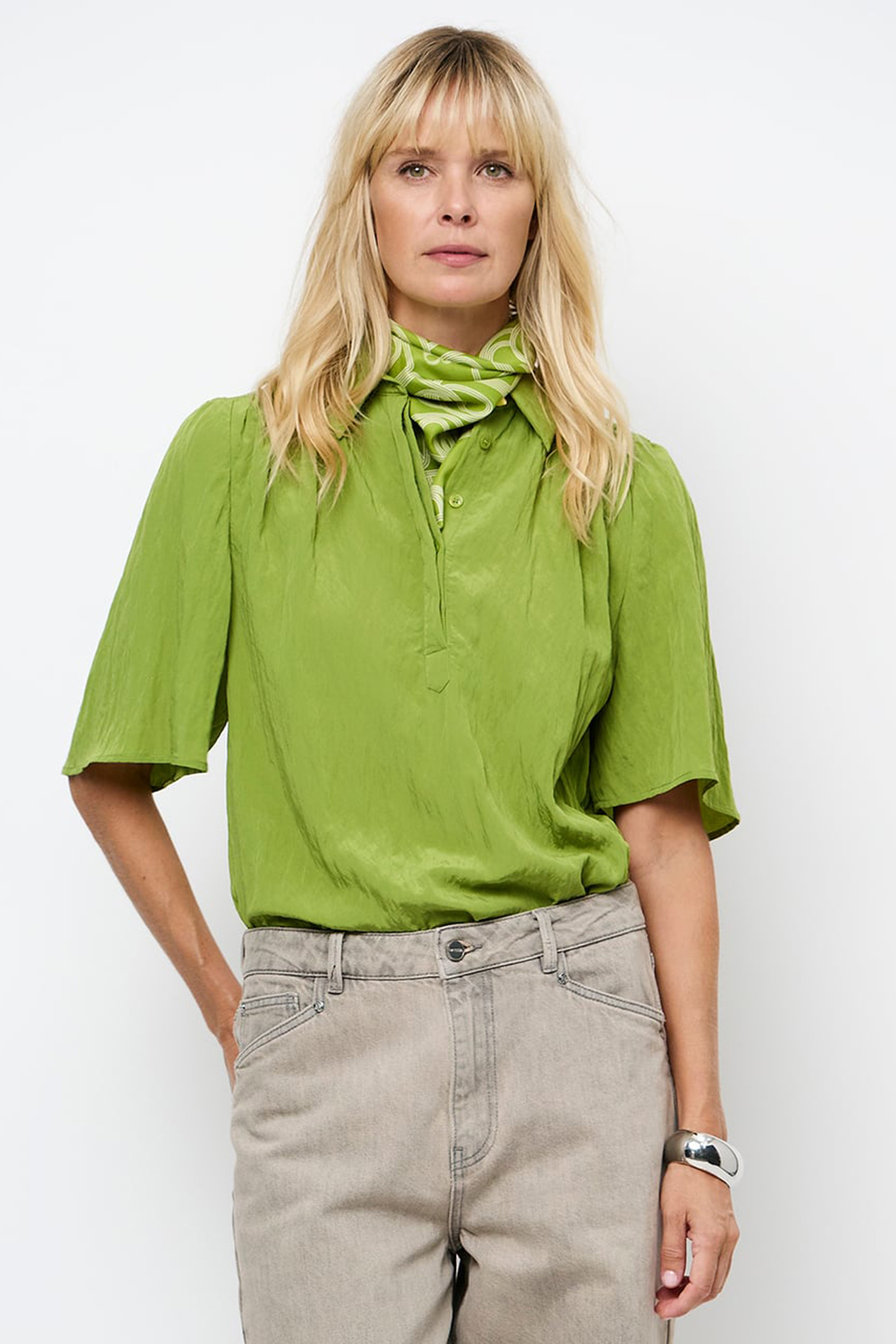 Dames blouse korte mouw groen