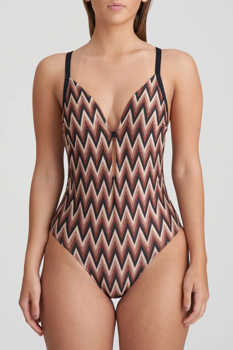 Bad/beach dames badpak modecup bruin
