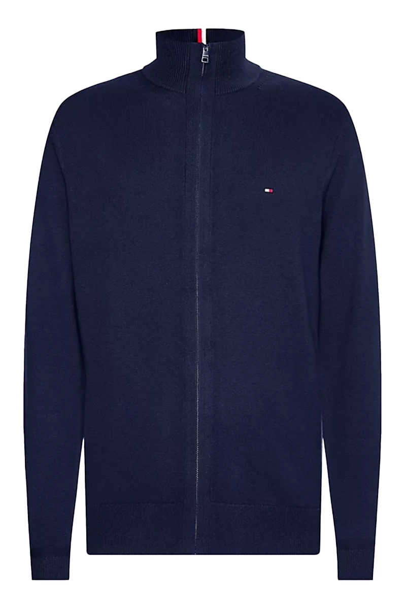 Tommy Hilfiger PIMA ORG CTN CASHMERE ZIP THRU Blauw-1 1