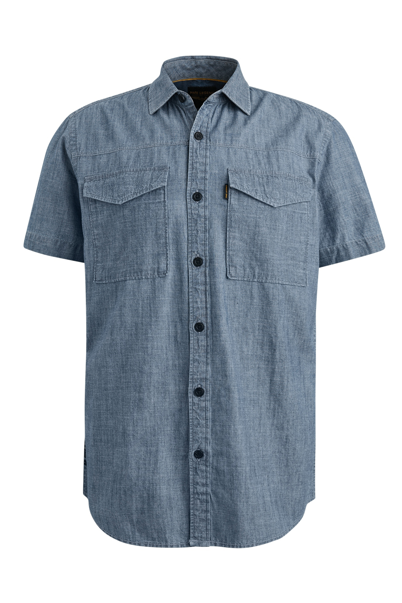 PME Legend Short Sleeve Shirt Indigo Chambray Blauw-1 1