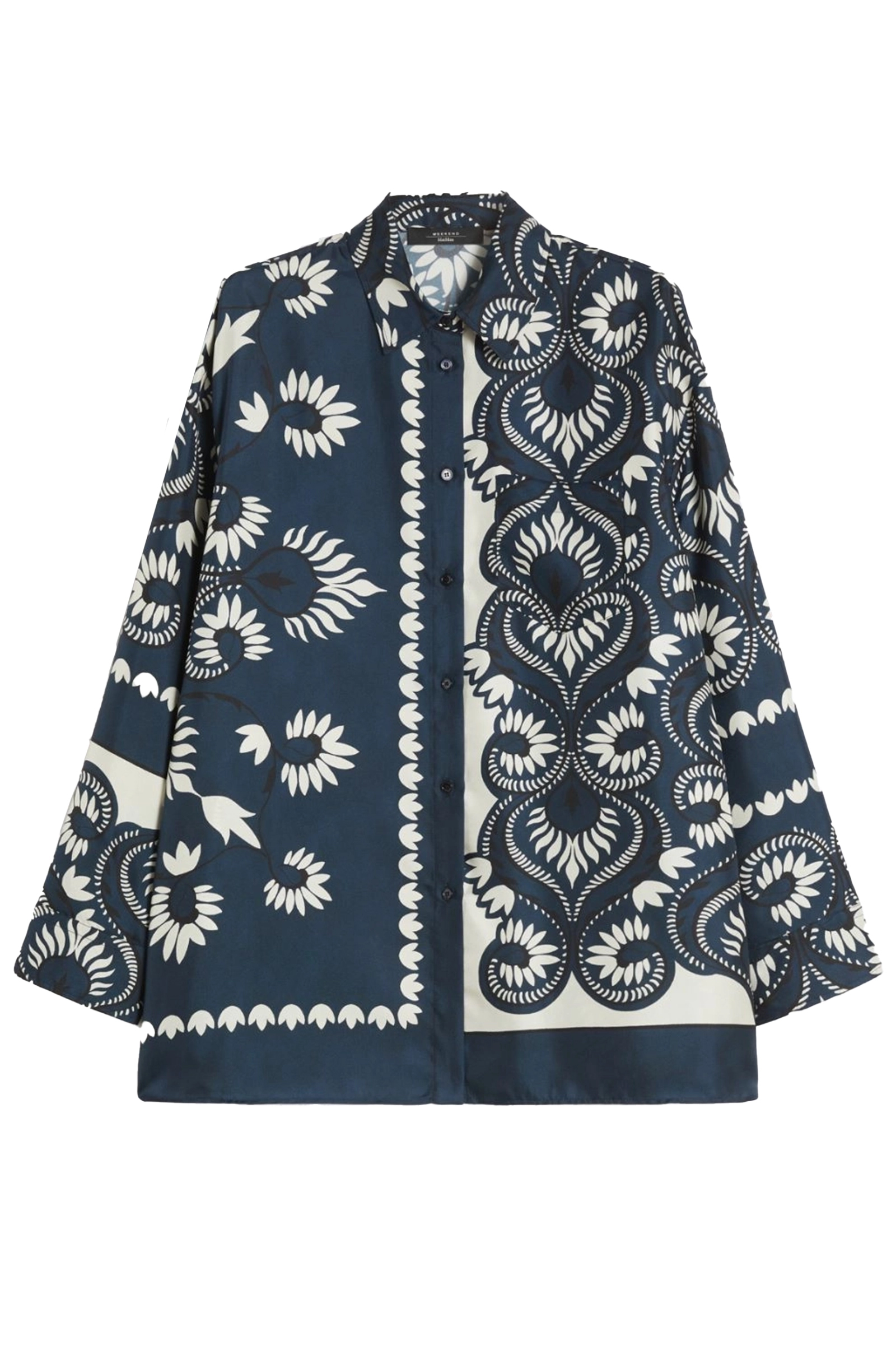 Dames blouse lange mouw blauw
