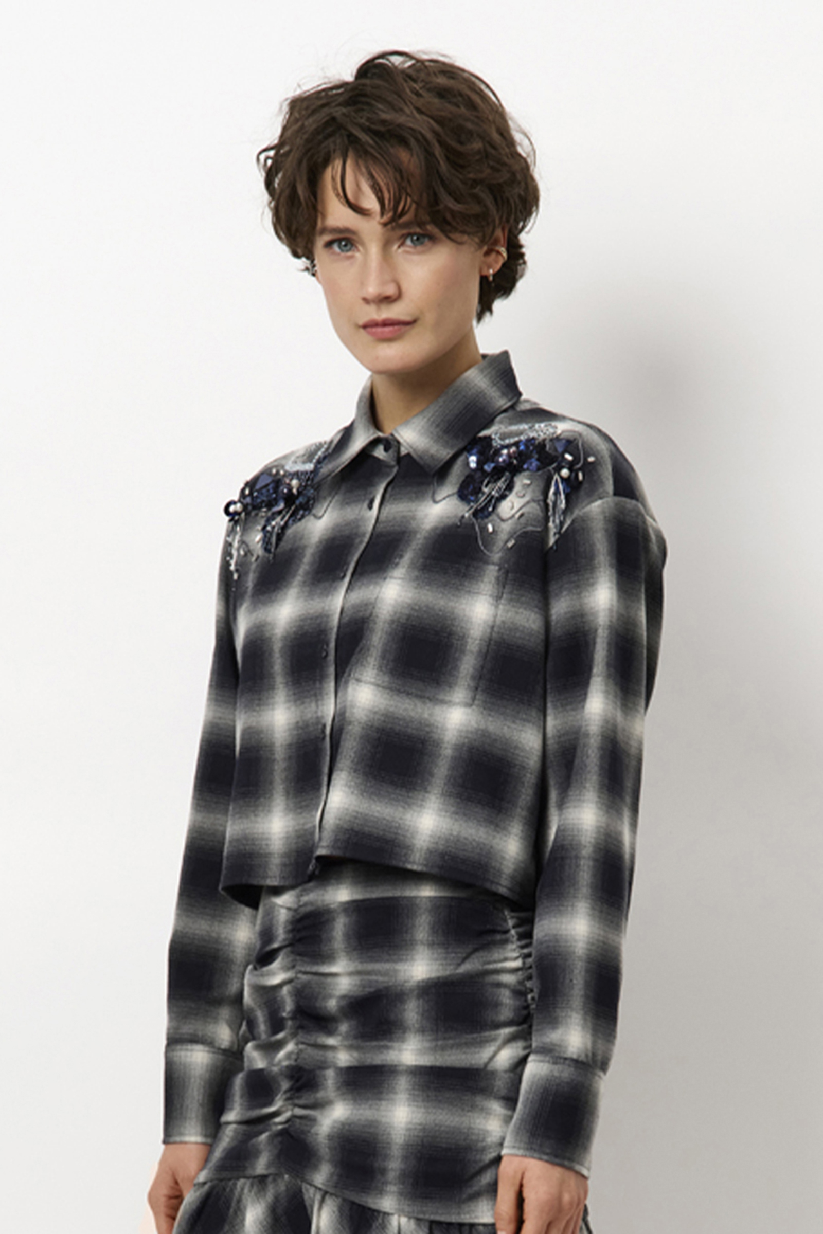 Dames blouse lange mouw blauw