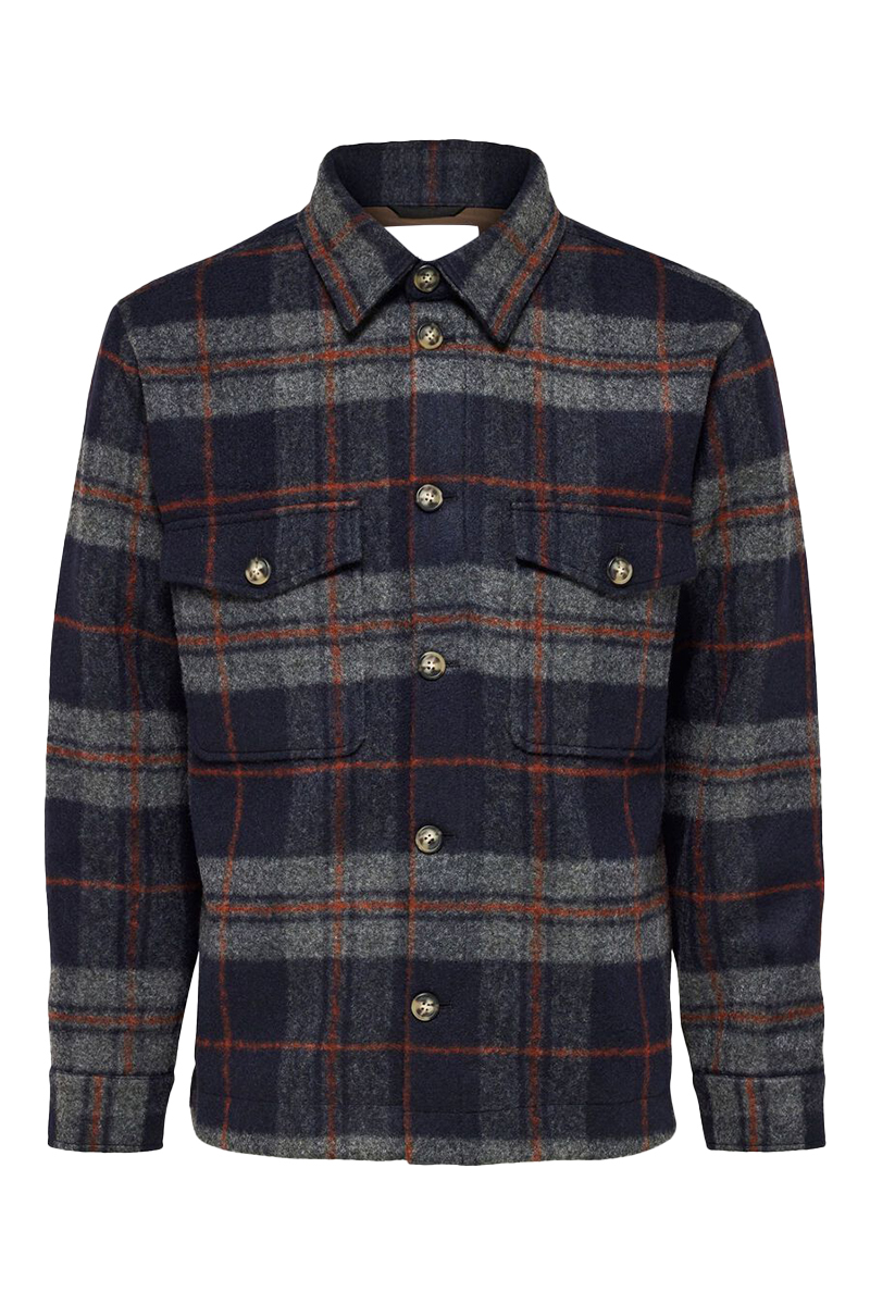 Selected SLHARCHIVE OVERSHIRT NOOS 178814002-Navy Blazer/GREY/HENNA 1