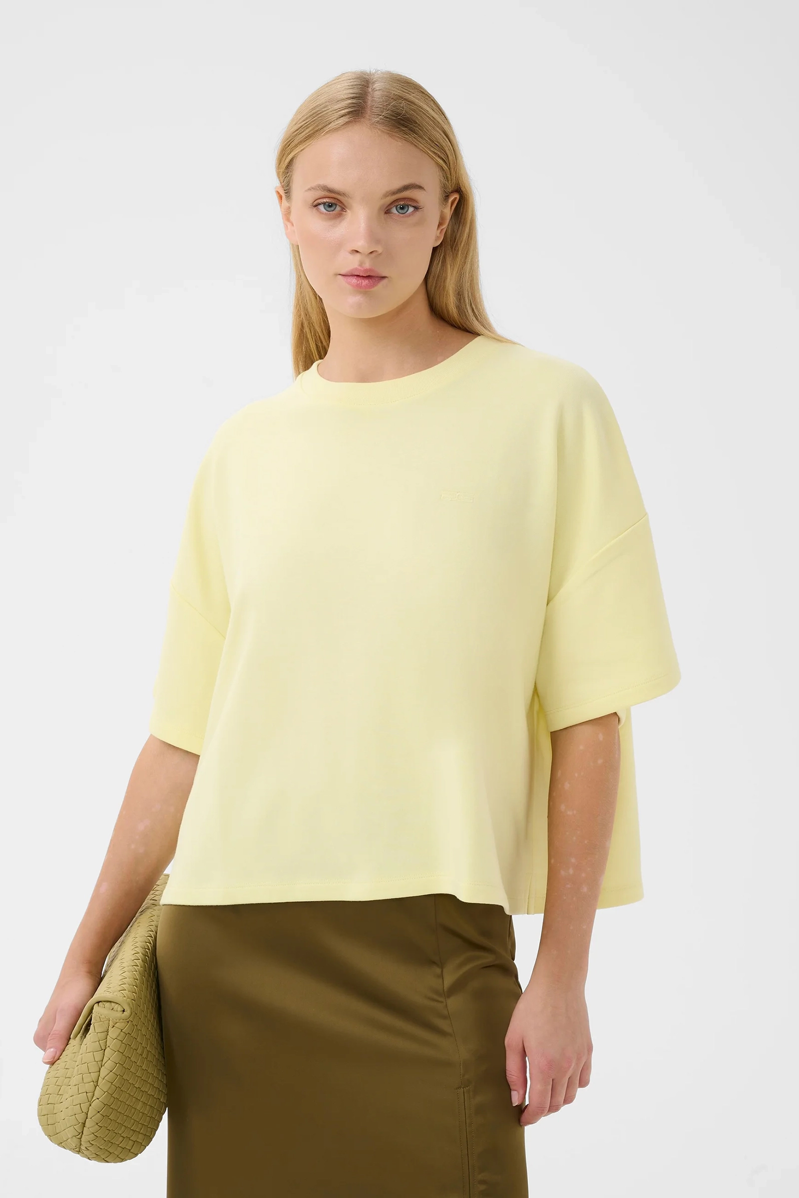 Dames t-shirt korte mouw geel
