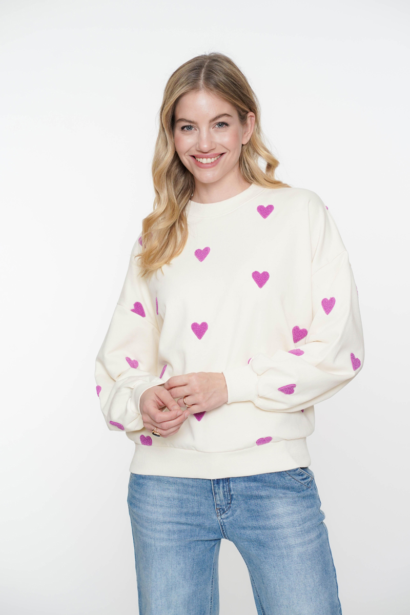 Geisha Sweater hearts terry Ecru-1 2