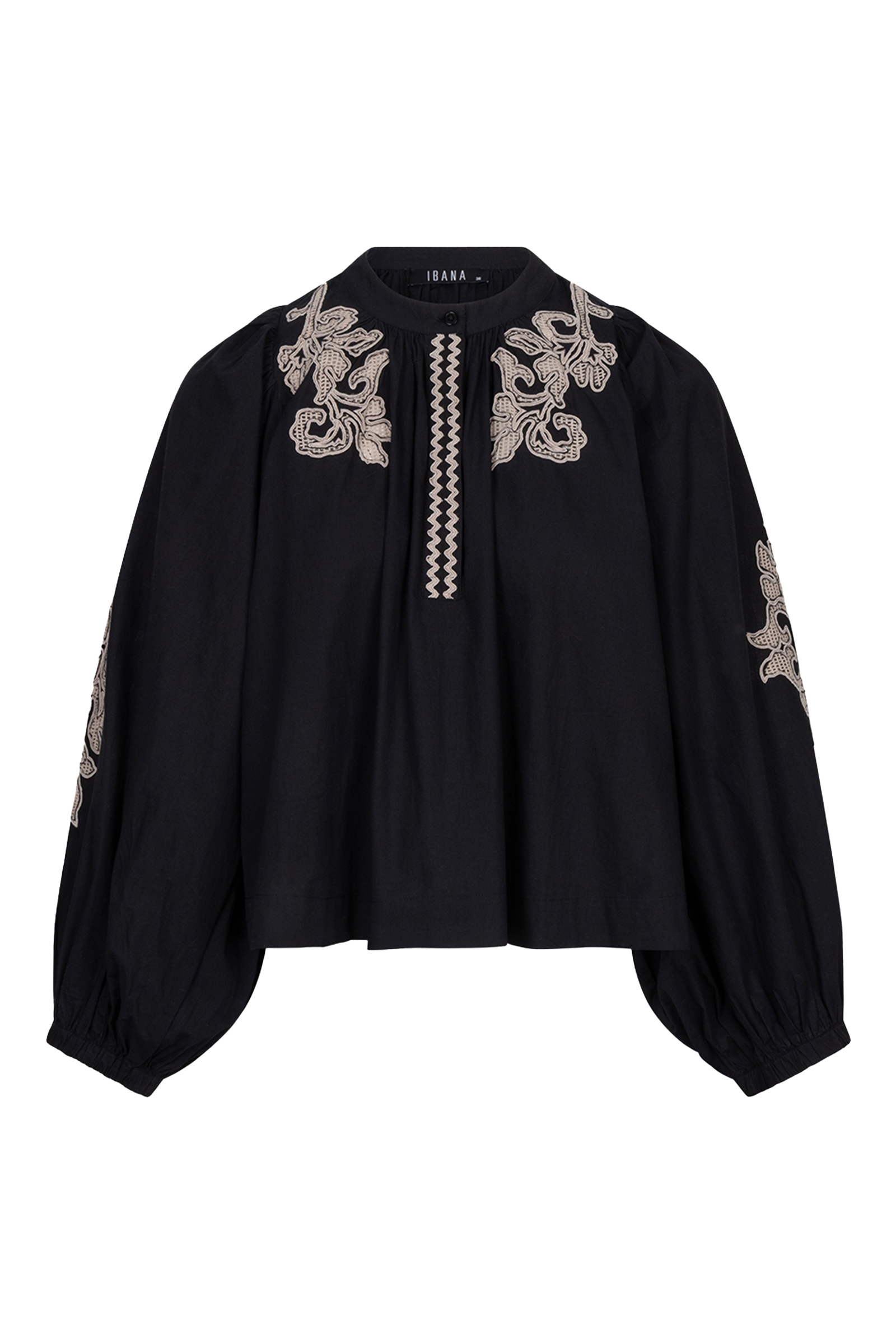 Dames blouse lange mouw zwart