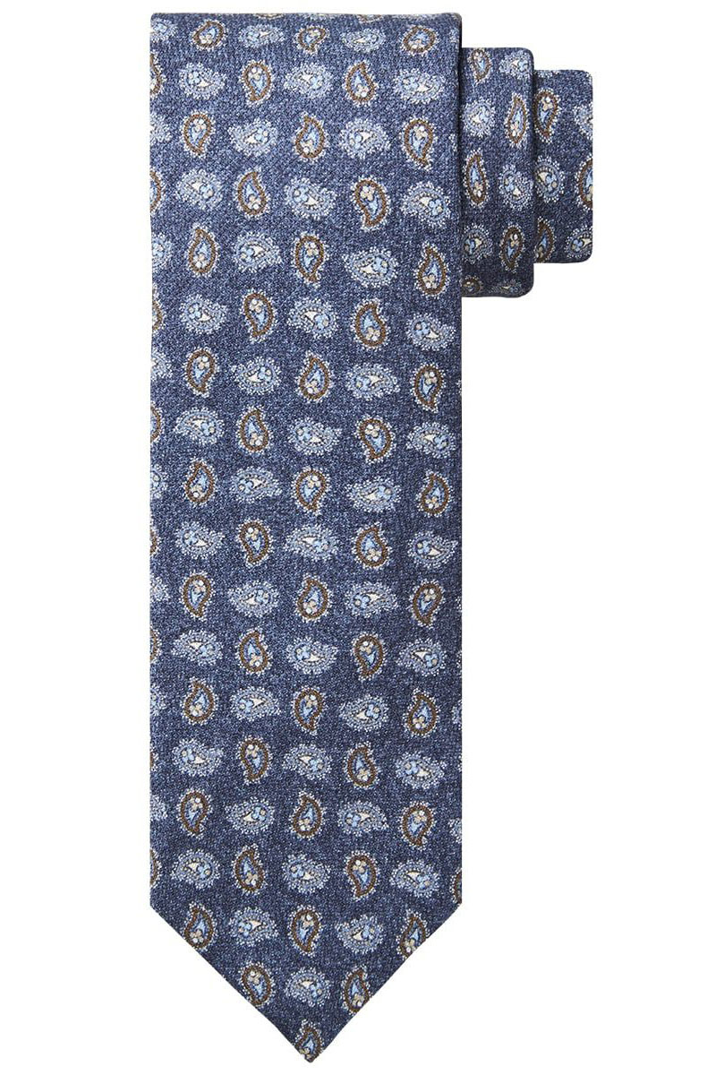 Profuomo TIE SILK PRINT NAVY Blauw-1 1