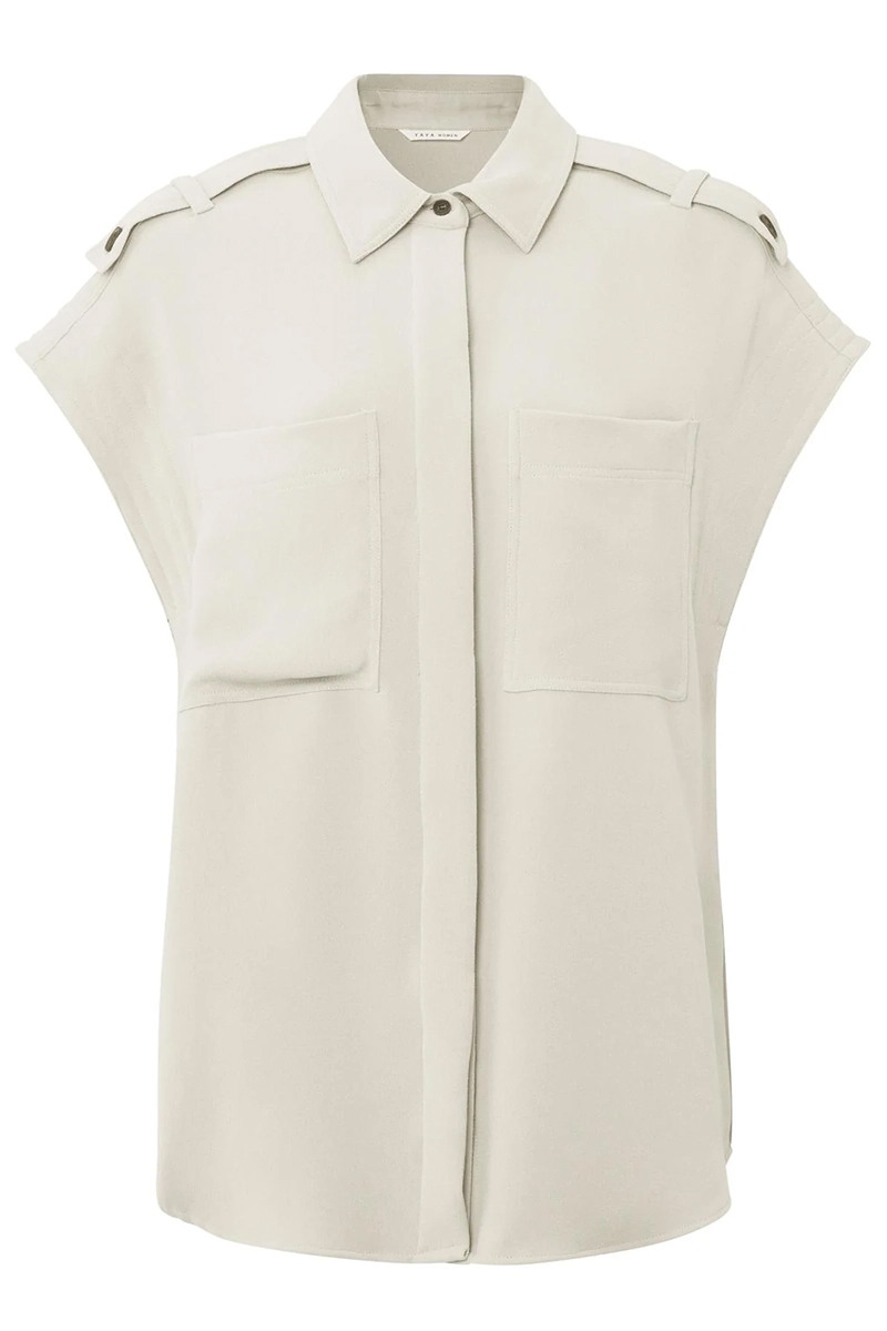 Yaya Sleeveless shirt jacket bruin/beige-1 1