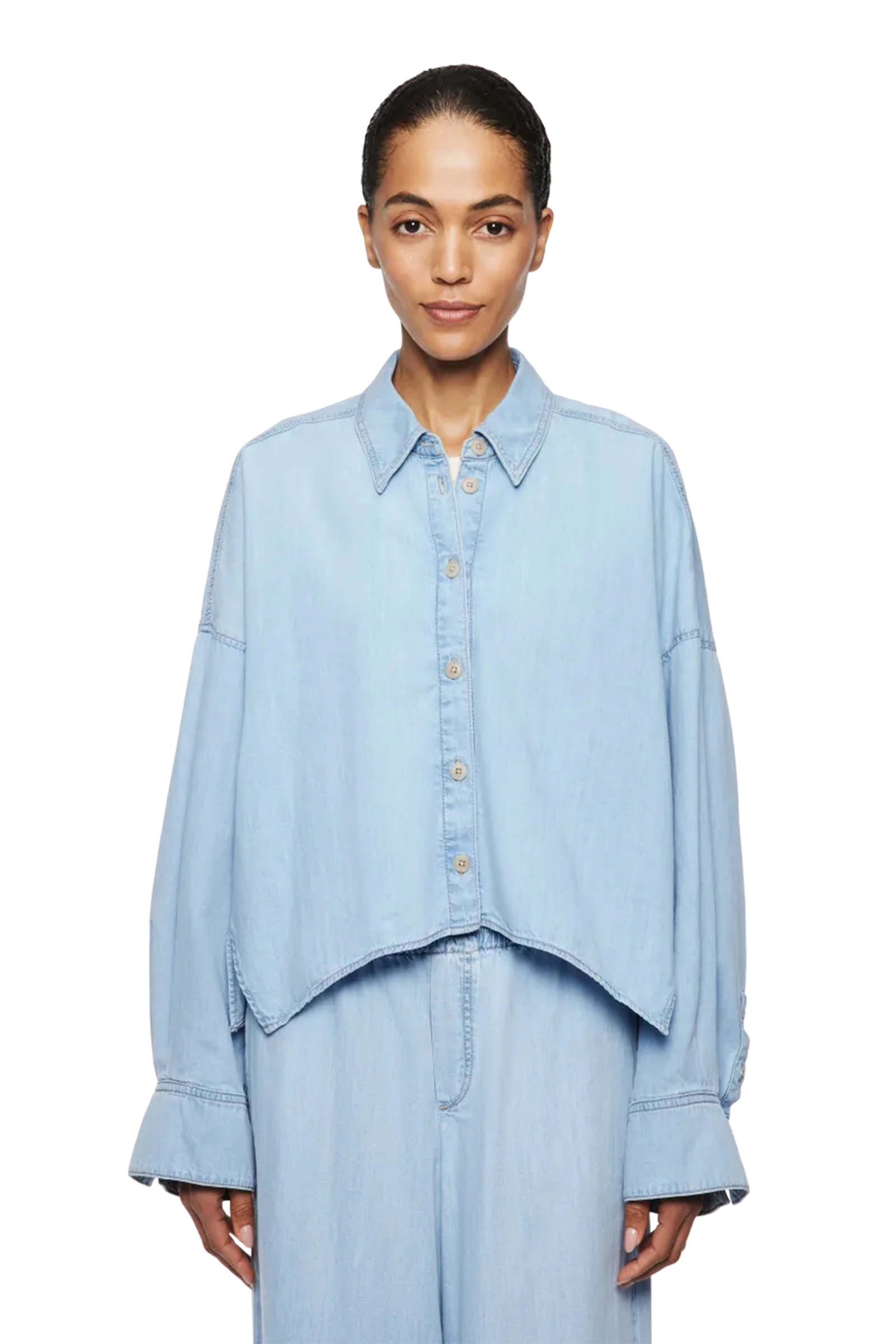 Dames blouse lange mouw blauw