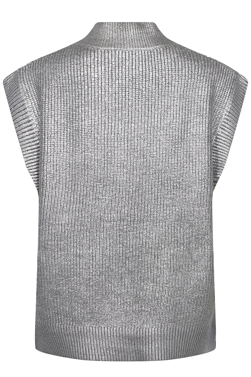co´couture Row foil knitt vest Zilver-1 2