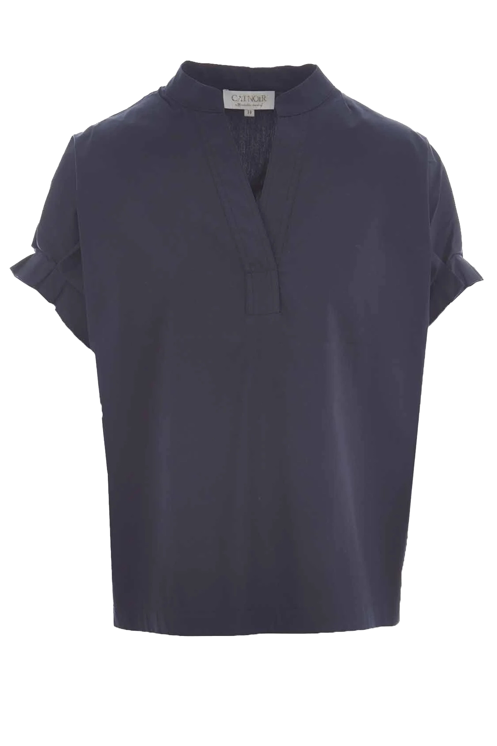 Dames blouse korte mouw blauw