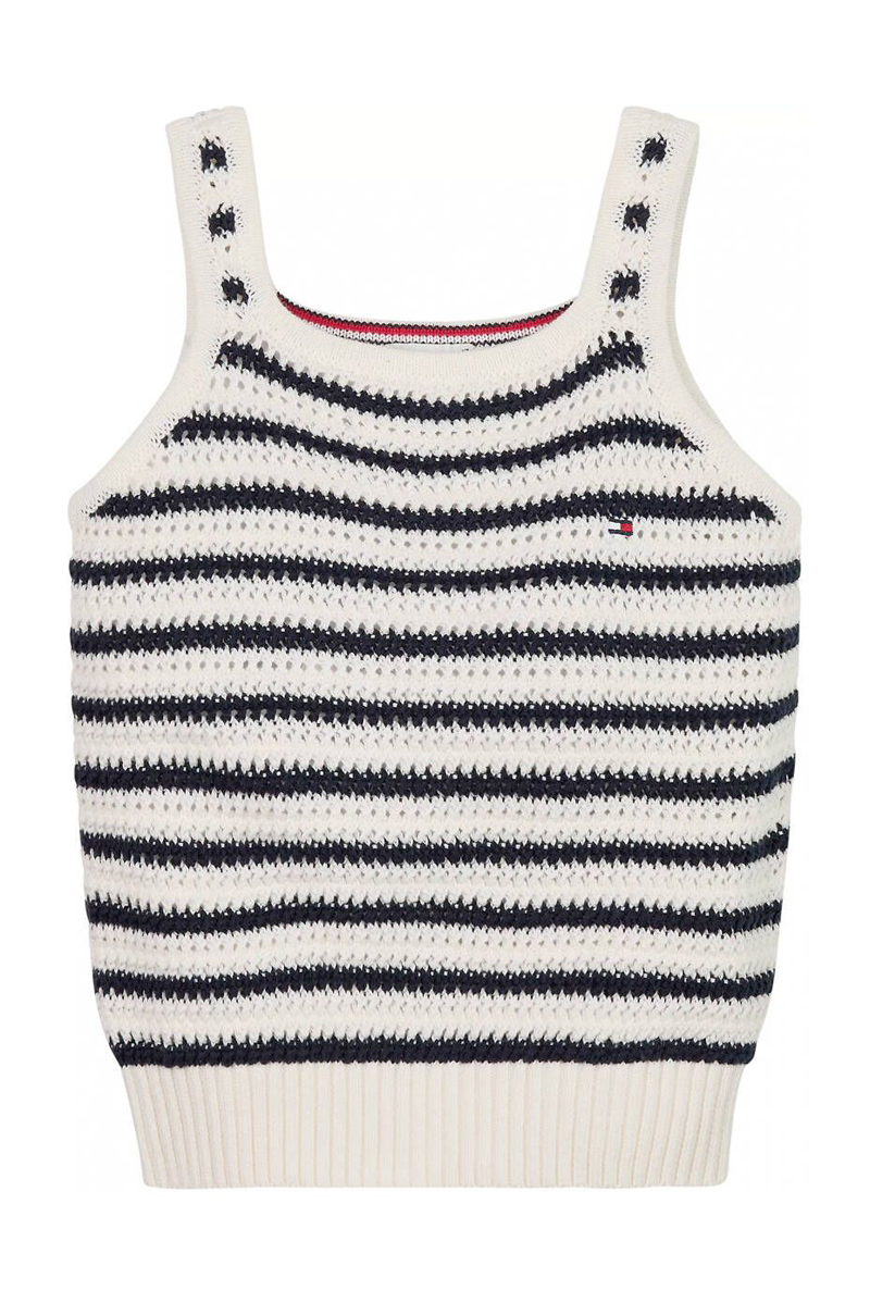 Tommy Hilfiger Stripe crochet top Ecru-1 1