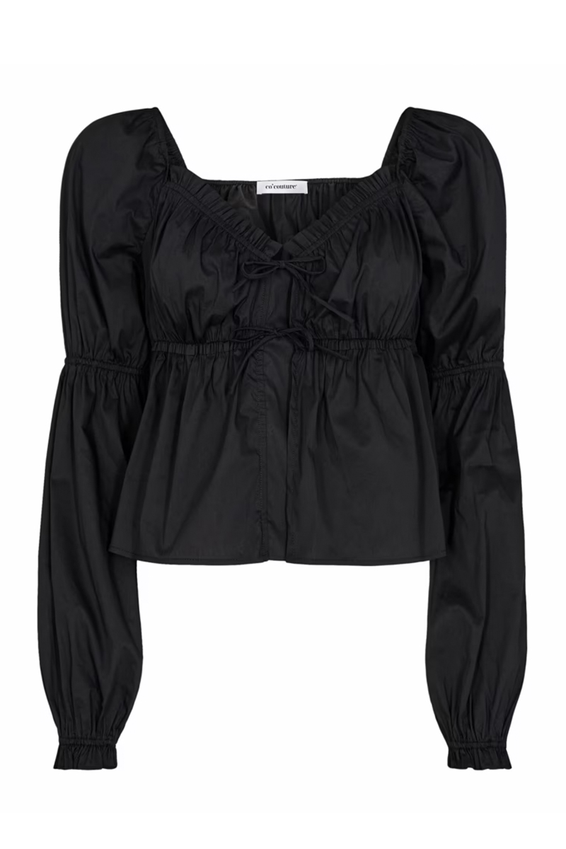 co´couture Annah tie blouse Zwart-1 1