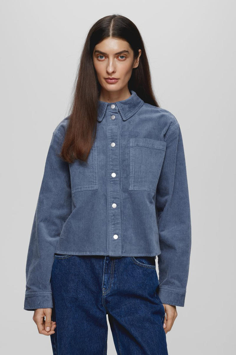 Dames blouse lange mouw blauw