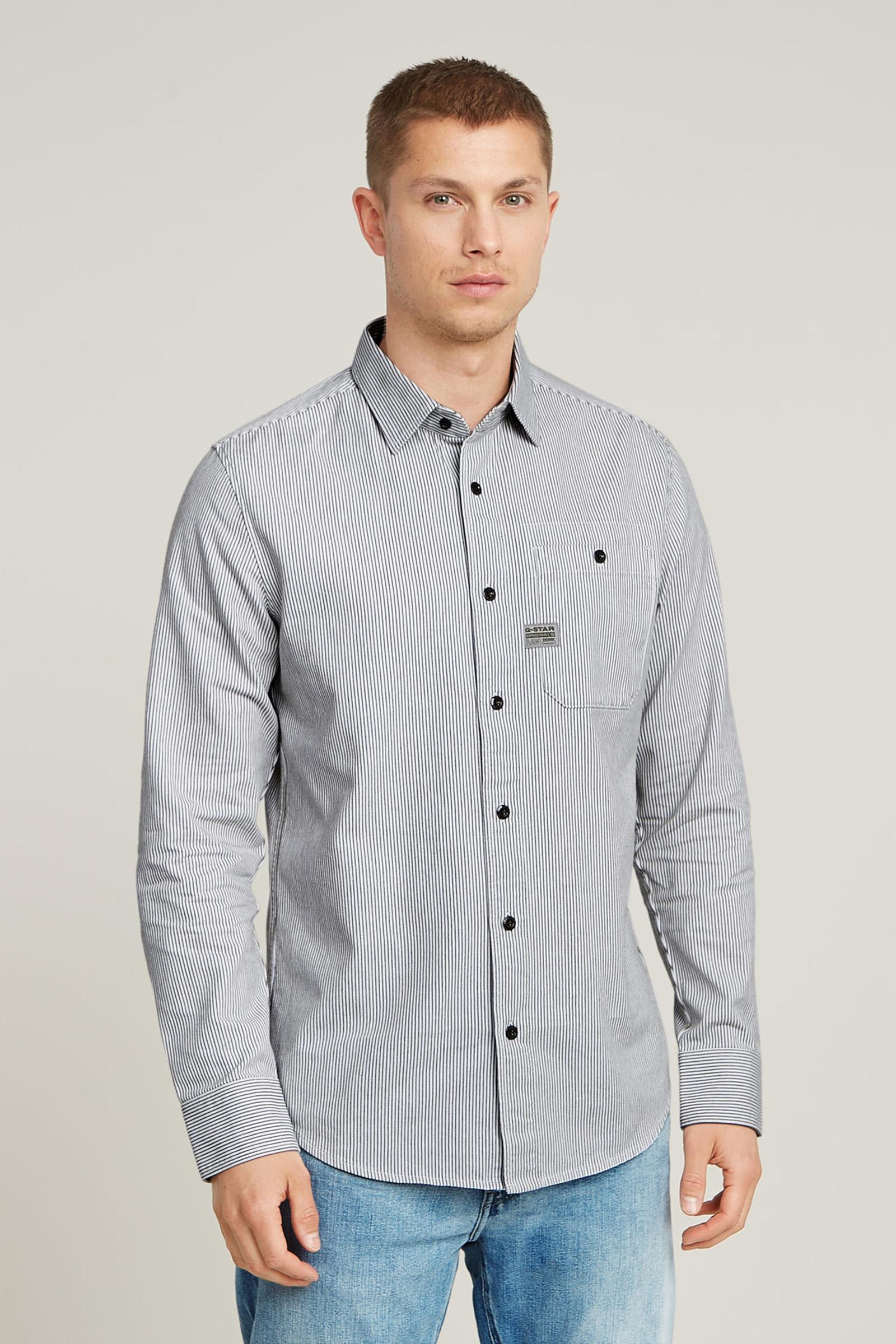 Heren overhemd lm casual blauw