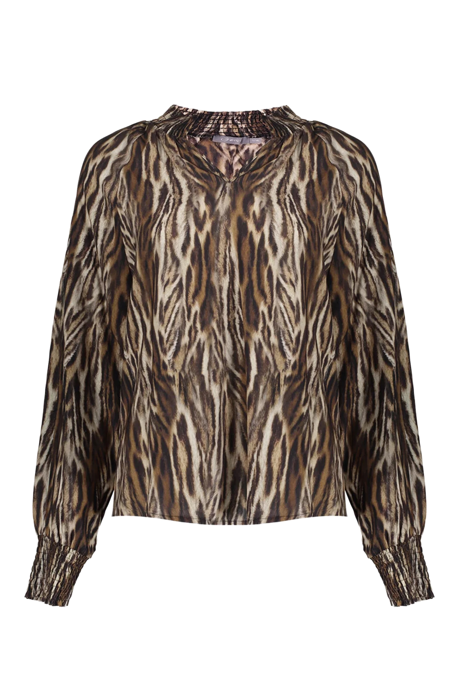 Dames blouse lange mouw bruin