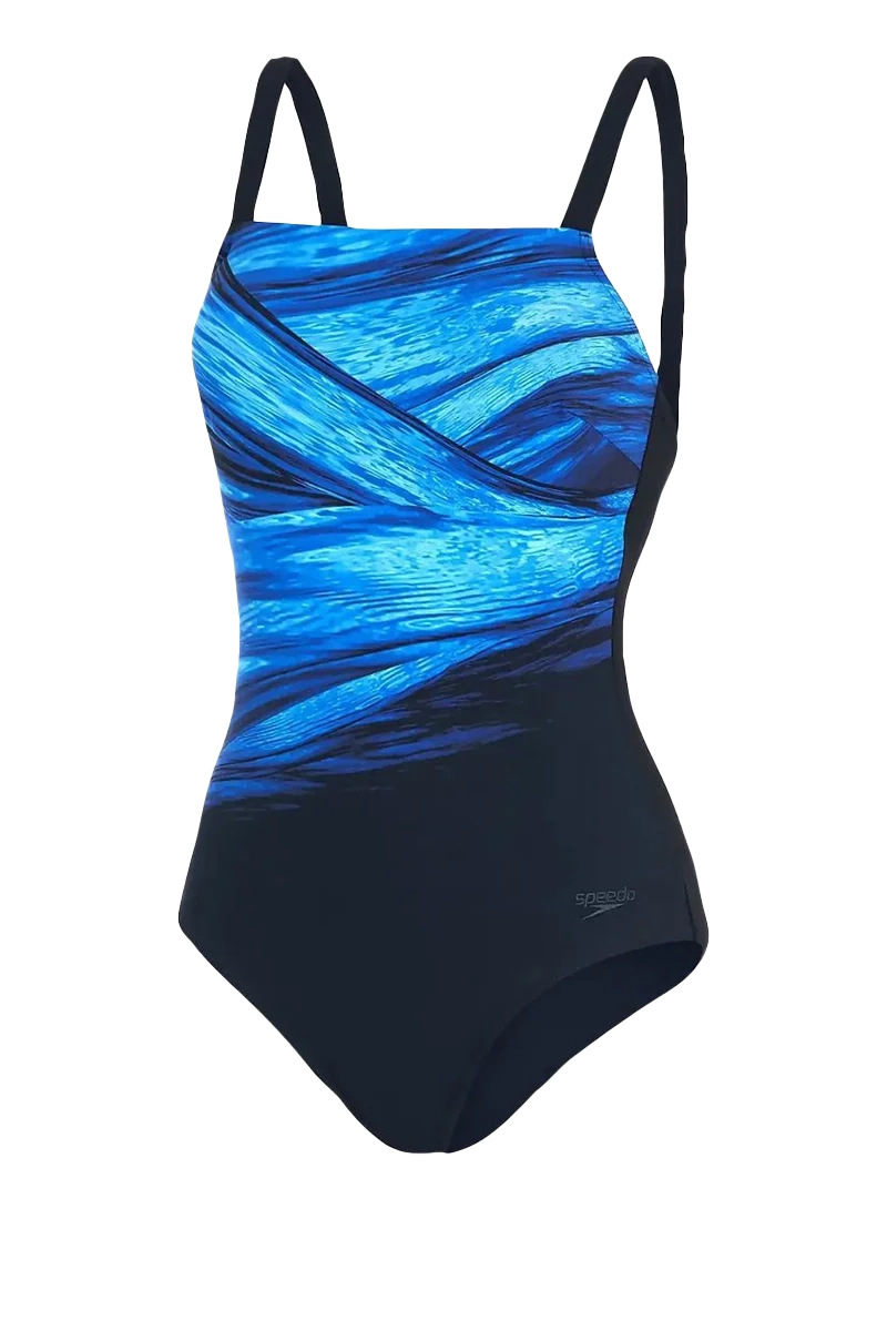 Klusjesman ochtendgloren Hijsen Speedo Bad/beach dames badpak sport Zwart-3 Voorwinden