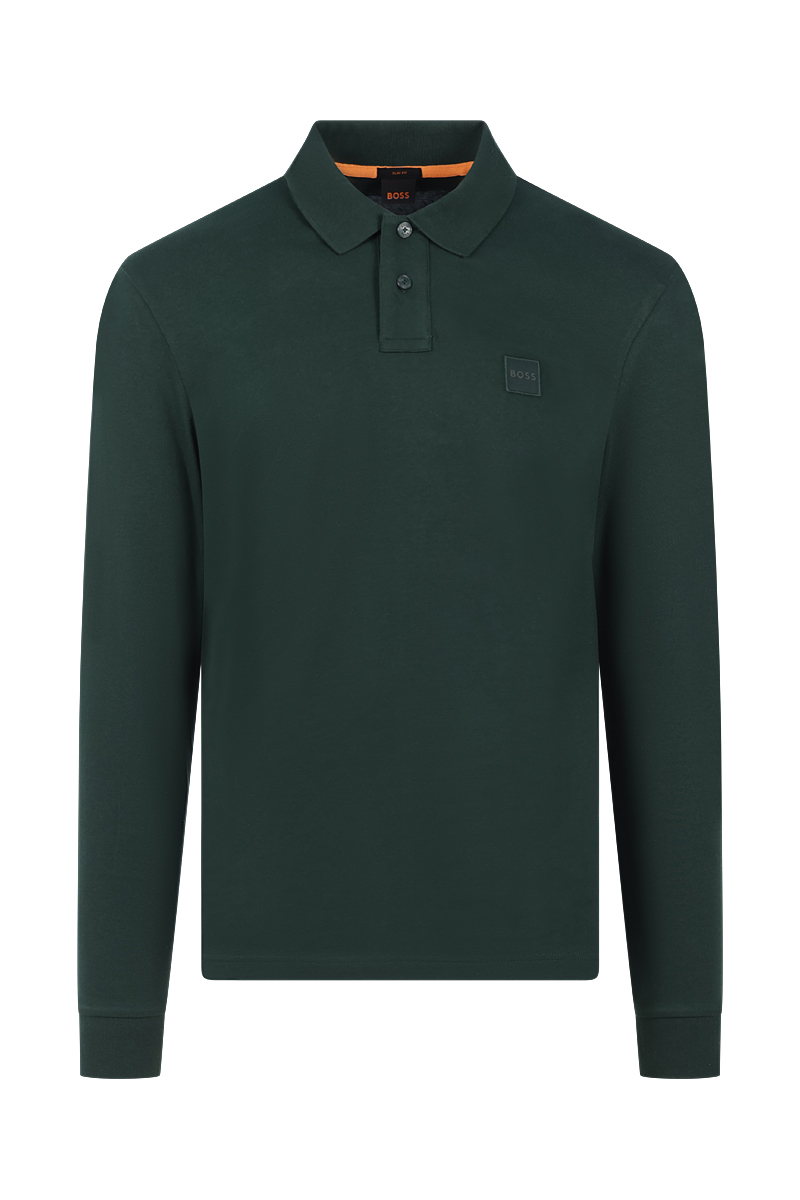 Heren polo lange mouw groen