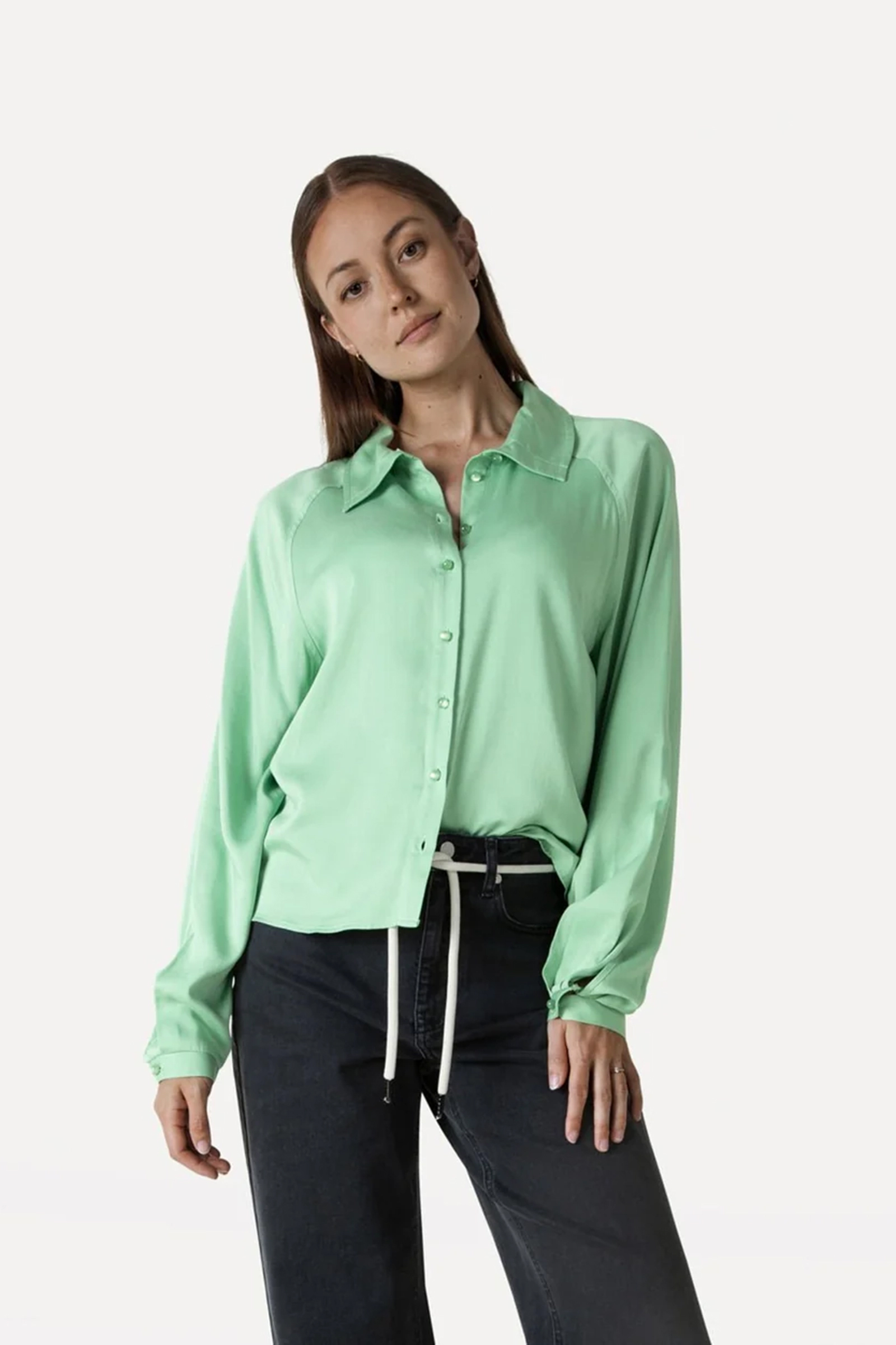 Dames blouse lange mouw groen