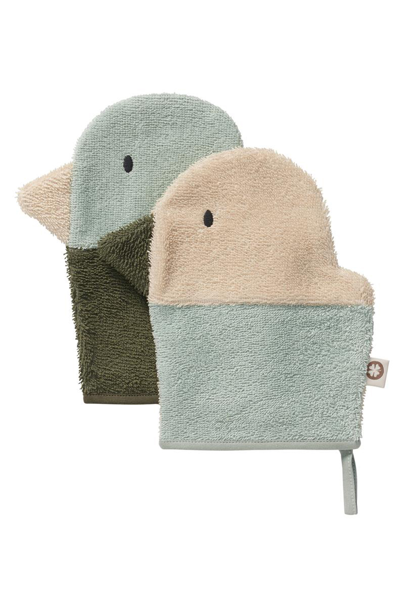 Noppies Baby Duck terry wash cloths 2-pack Groen-1 1